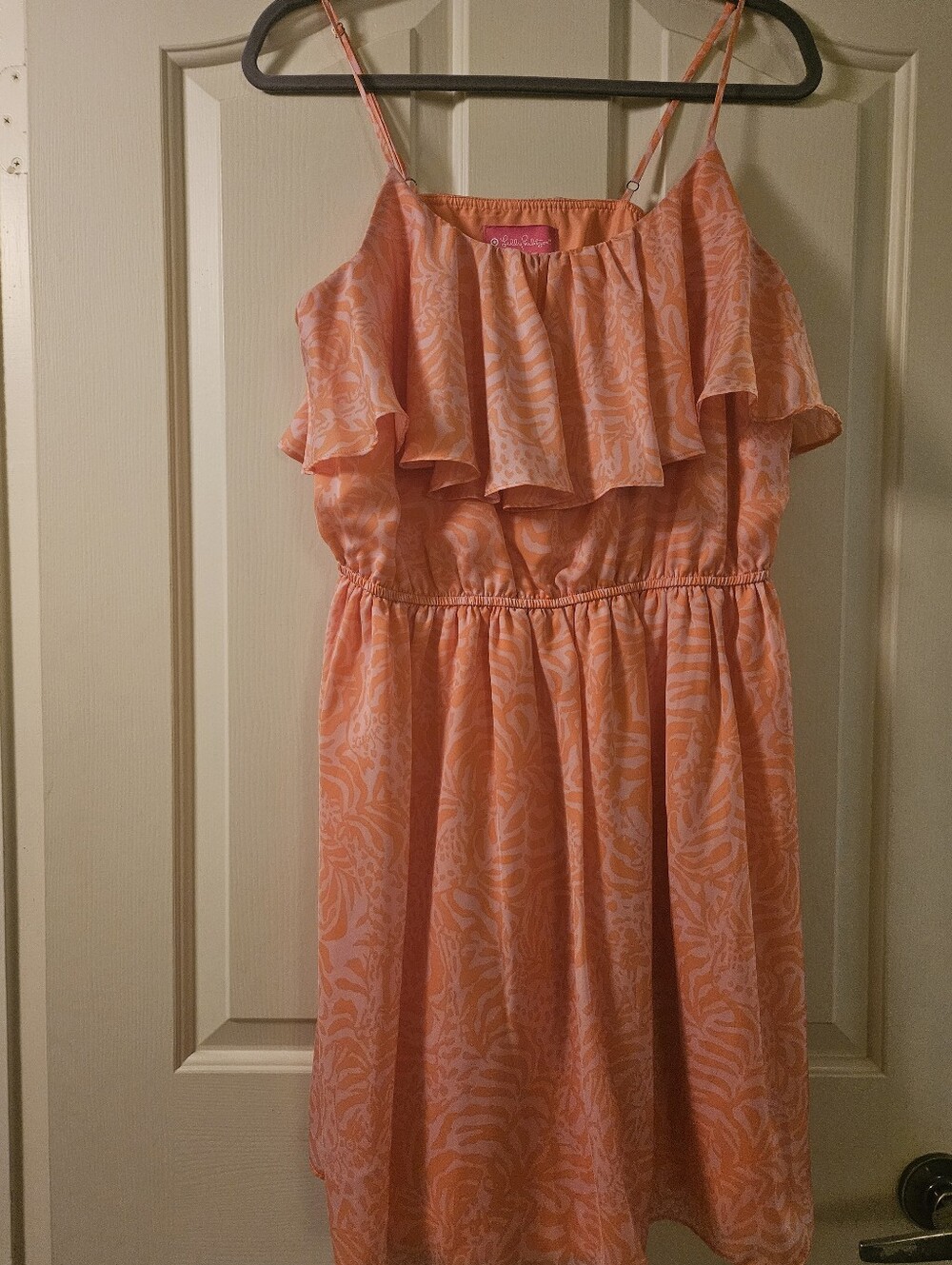 Lilly Pulitzer Coral Orange Printed Ruffle Sundress